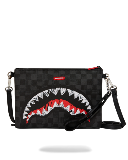 SPRAYGROUND® POUCHETTE SCRIBBLE SHARK CROSSOVER CLUTCH