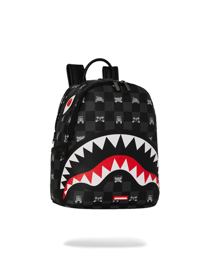 SPRAYGROUND® BACKPACK GRAY PEEKING CHARACTER CHECK SAVAGE BACKPACK