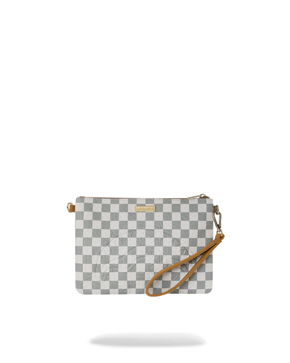 SPRAYGROUND® POUCHETTE GRAFF EMBOSSED CREAM CHECK CROSSOVER CLUTCH