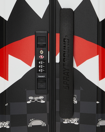 SPRAYGROUND® LUGGAGE GRAY PEEKING CHARACTER CHECK CARRY-ON LUGGAGE