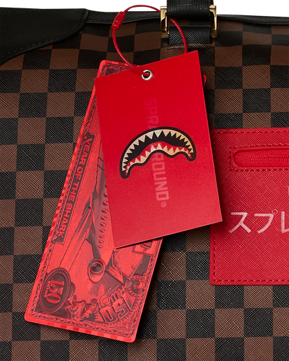 SPRAYGROUND® DUFFLE RED REDEMPTION PYRAMID DUFFLE