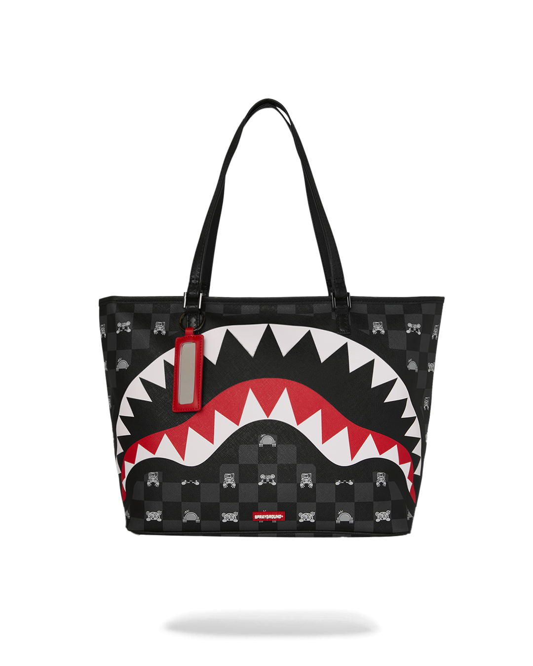 SPRAYGROUND® TOTE GRAY PEEKING CHARACTER CHECK TOTE