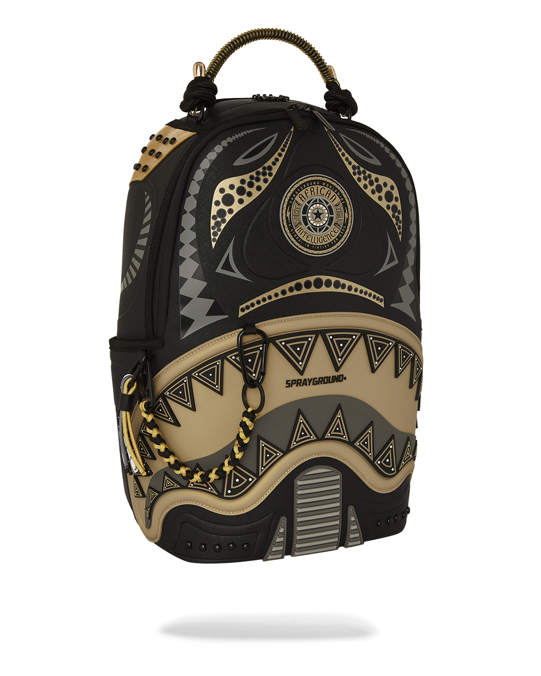 SPRAYGROUND® BACKPACK A.I. AFRICAN INTELLIGENCE SHARKS OF THE GOLD OCEAN BACKPACK - SANDFLOWER COLLAB