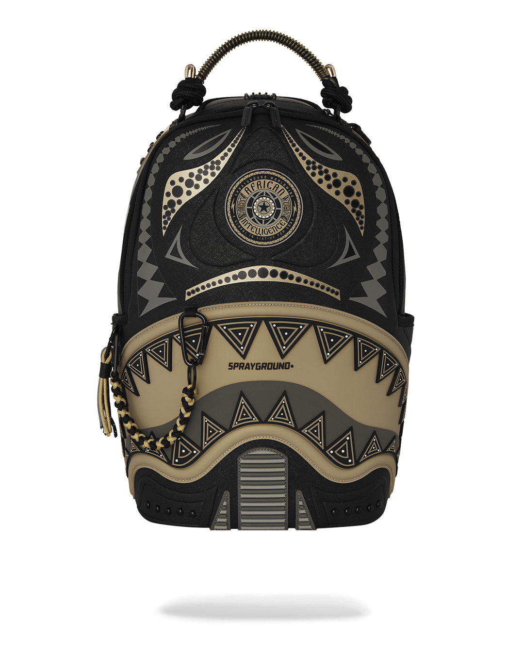 SPRAYGROUND® BACKPACK A.I. AFRICAN INTELLIGENCE SHARKS OF THE GOLD OCEAN BACKPACK - SANDFLOWER COLLAB